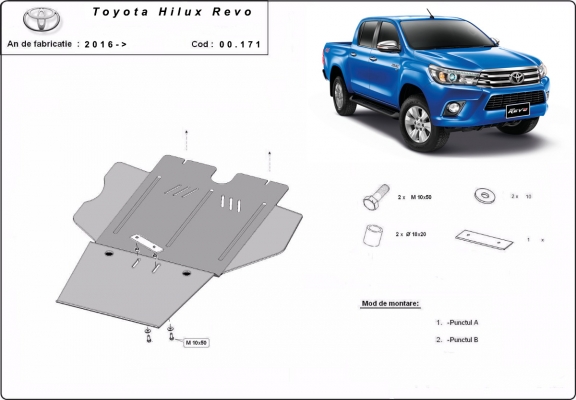 Steel gearbox guard for Toyota Hilux Revo