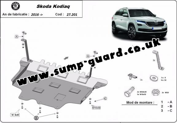 Steel sump guard for Skoda Kodiaq