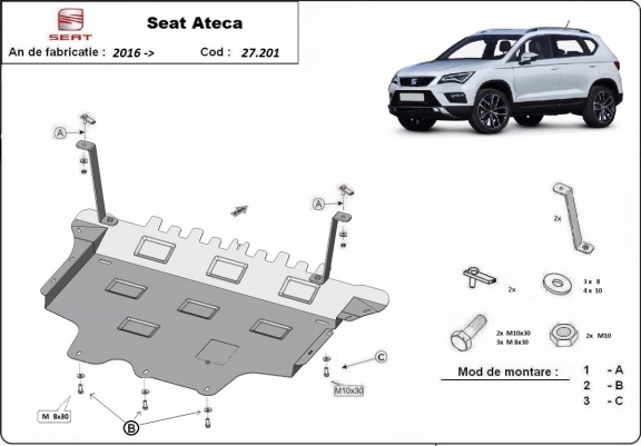 Steel sump guard for Seat Ateca