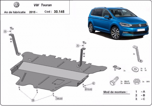 Steel sump guard for VW Touran - manual gearbox