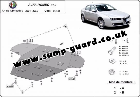 Steel sump guard for Alfa Romeo 159