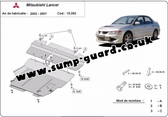 Steel sump guard for Mitsubishi Lancer