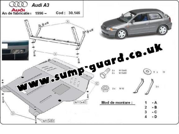 Steel sump guard for Audi A3