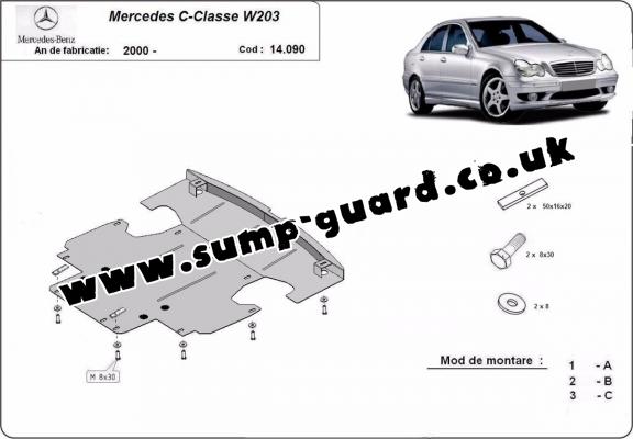 Steel sump guard for Mercedes C-Classe