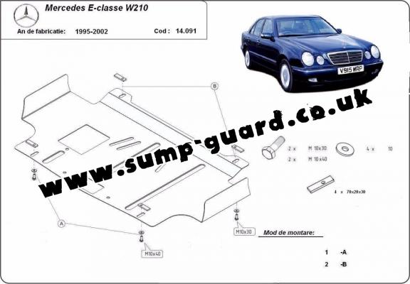 Steel sump guard for Mercedes E-Classe W210