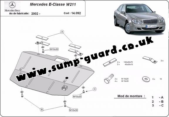 Steel sump guard for Mercedes E-Classe W211