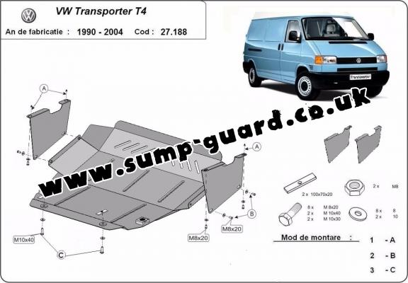 Steel sump guard for VW Transporter T4