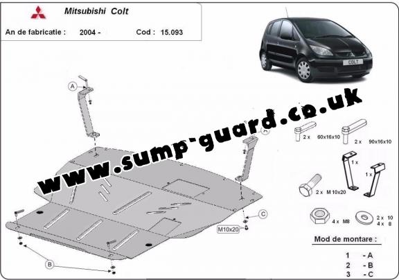 Steel sump guard for Mitsubishi Colt