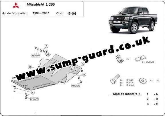 Steel sump guard for Mitsubishi L200