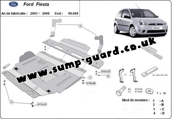 Steel sump guard for Ford Fiesta