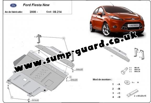 Steel sump guard for Ford Fiesta