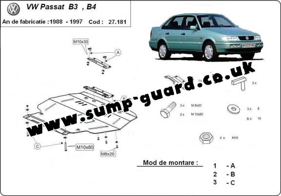 Steel sump guard for Volkswagen Passat - B3, B4 - Diesel