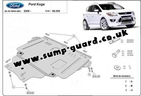 Steel sump guard for Ford Kuga