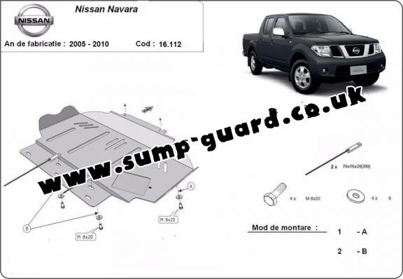 Steel sump guard for Nissan Navara