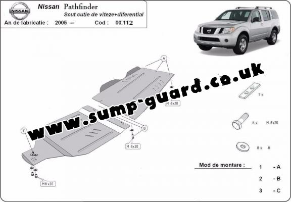 Steel gearbox and differential guard for Nissan Pathfinder