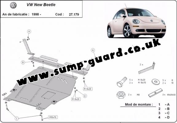 Steel sump guard for Volkswagen New Beetle