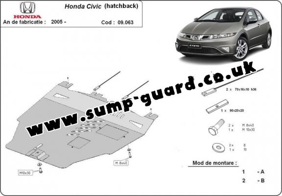 Steel sump guard for Honda Civic (hayon)