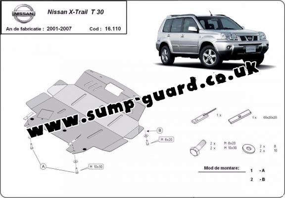 Steel sump guard for Nissan X-Trail T30