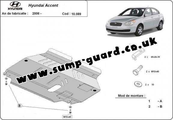 Steel sump guard for Hyundai Accent