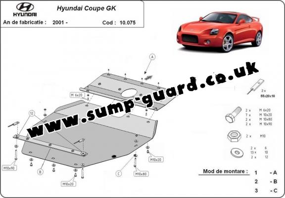 Steel sump guard for Hyundai Coupé Gk