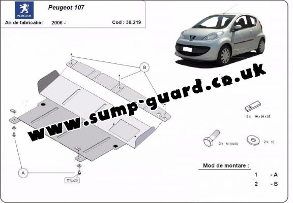 Steel sump guard for Peugeot 107