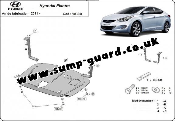 Steel sump guard for Hyundai Elantra 2