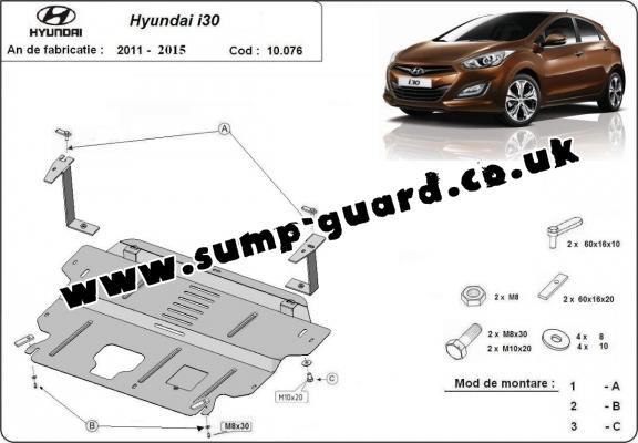 Steel sump guard for Hyundai i30