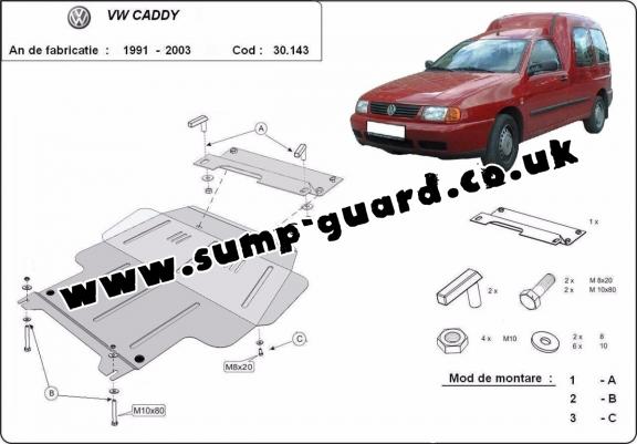 Steel sump guard for Volkswagen Caddy
