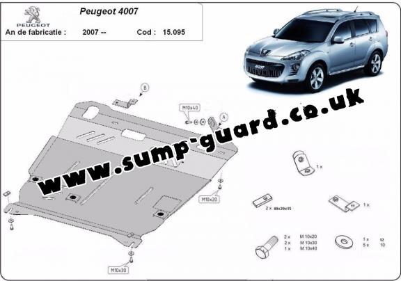 Steel sump guard for Peugeot 4007