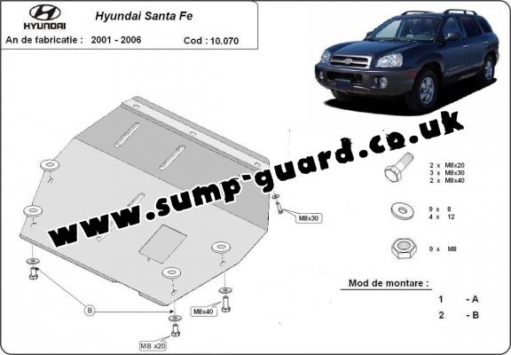 Steel sump guard for Hyundai Santa Fe