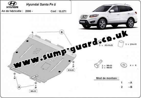 Steel sump guard for Hyundai Santa Fe