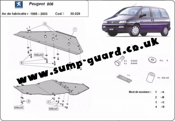 Steel sump guard for Peugeot 806