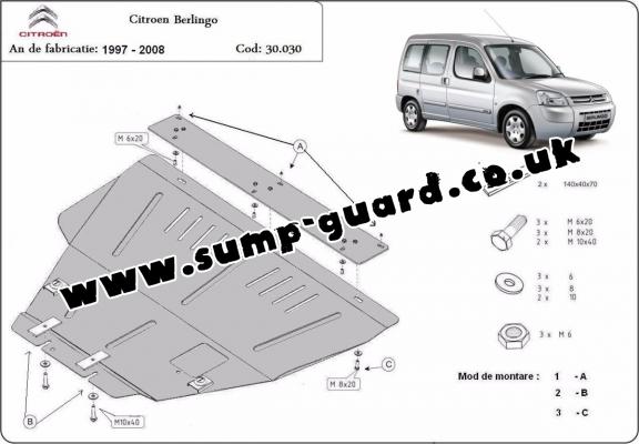 Steel sump guard for Citroen Berlingo