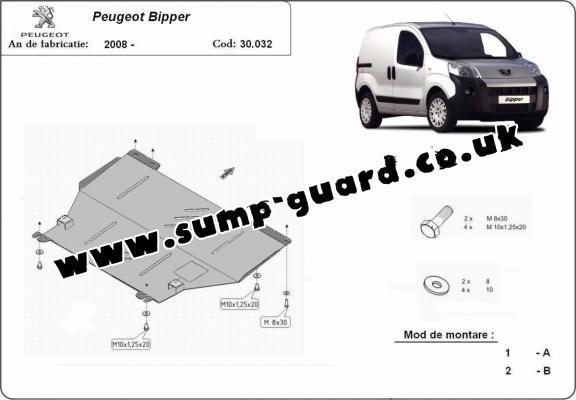 Steel sump guard for Peugeot Bipper