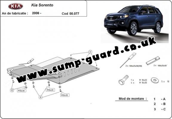 Steel gearbox and differential guard for  Kia Sorento