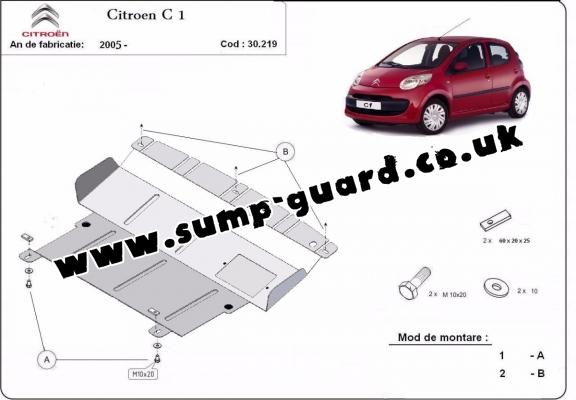 Steel sump guard for Citroen C 1