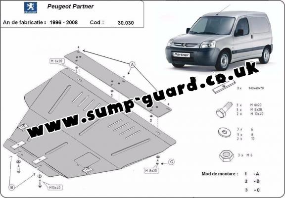 Steel sump guard for Peugeot Partner