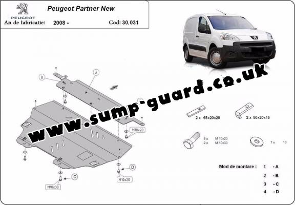 Steel sump guard for Peugeot Partner