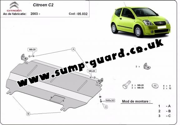 Steel sump guard for Citroen C2