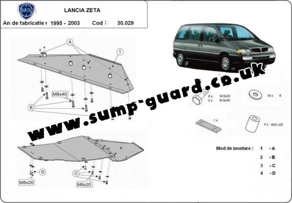 Steel sump guard for the protection of the engine and the gearbox for Lancia Zeta