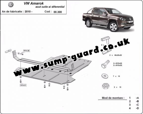 Steel gearbox and differential guard for Volkswagen Amarok