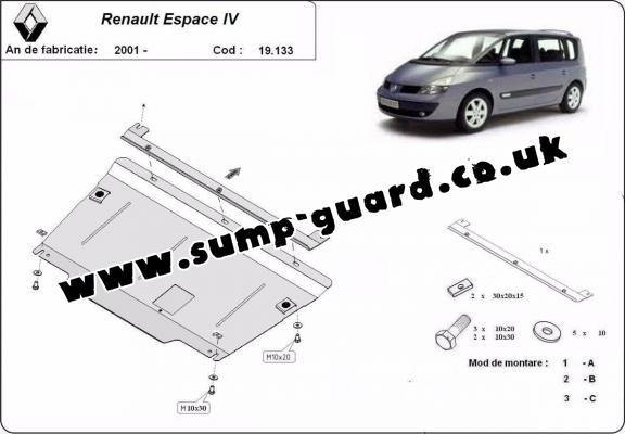 Steel sump guard for Renault Espace 4