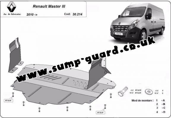 Steel sump guard for Renault Master 3