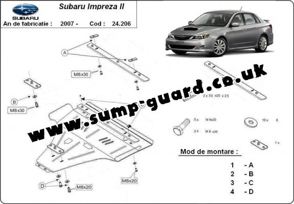 Steel sump guard for Subaru Impreza petrol