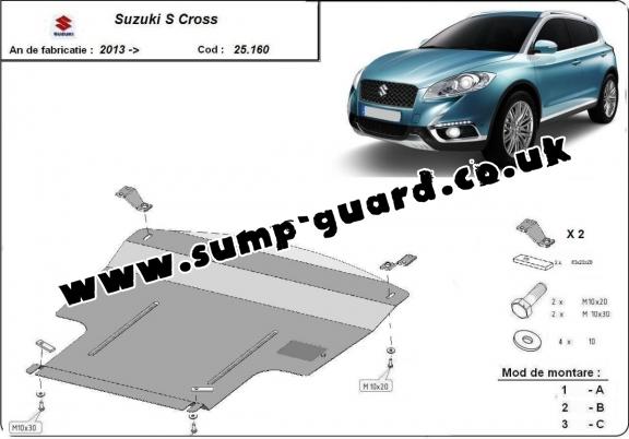 Steel sump guard for the protection of the engine and the gearbox for Suzuki S-Cross