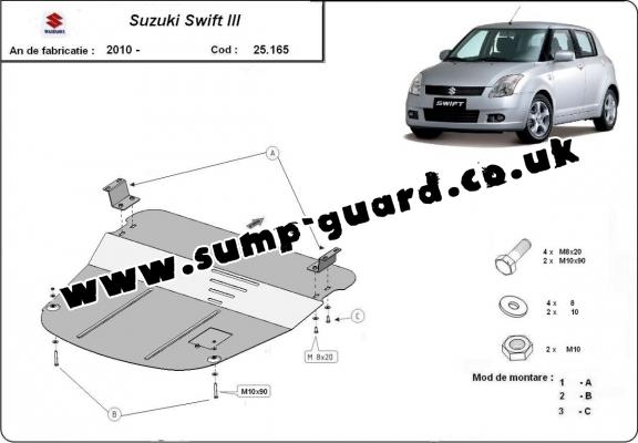 Steel sump guard for Suzuki Swift 3