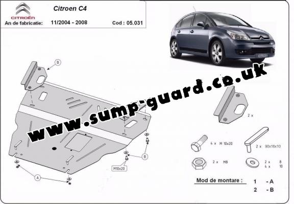 Steel sump guard for Citroen C4