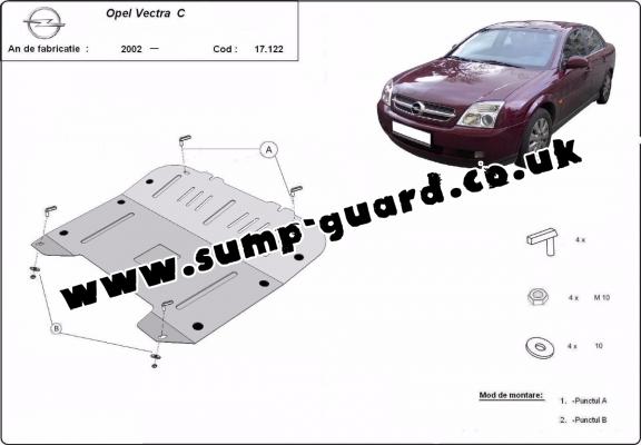 Steel sump guard for Vauxhall Vectra C