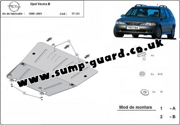 Steel sump guard for Vauxhall Vectra B