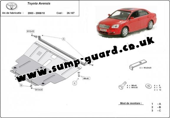 Steel sump guard for Toyota Avensis